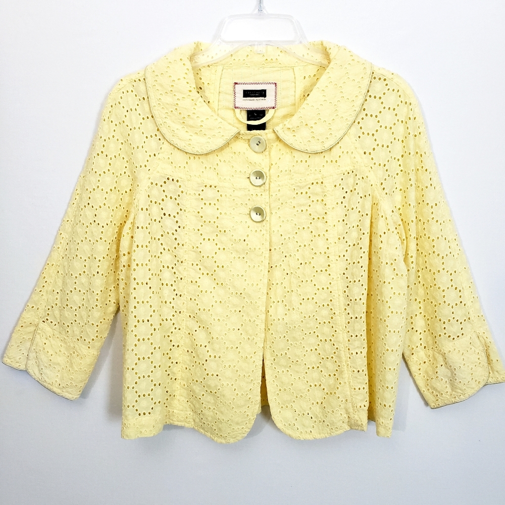 Anthropologie Sanctuary Nwt Yellow Iolet  3/4 Sleeve Spring Cape/Jacket